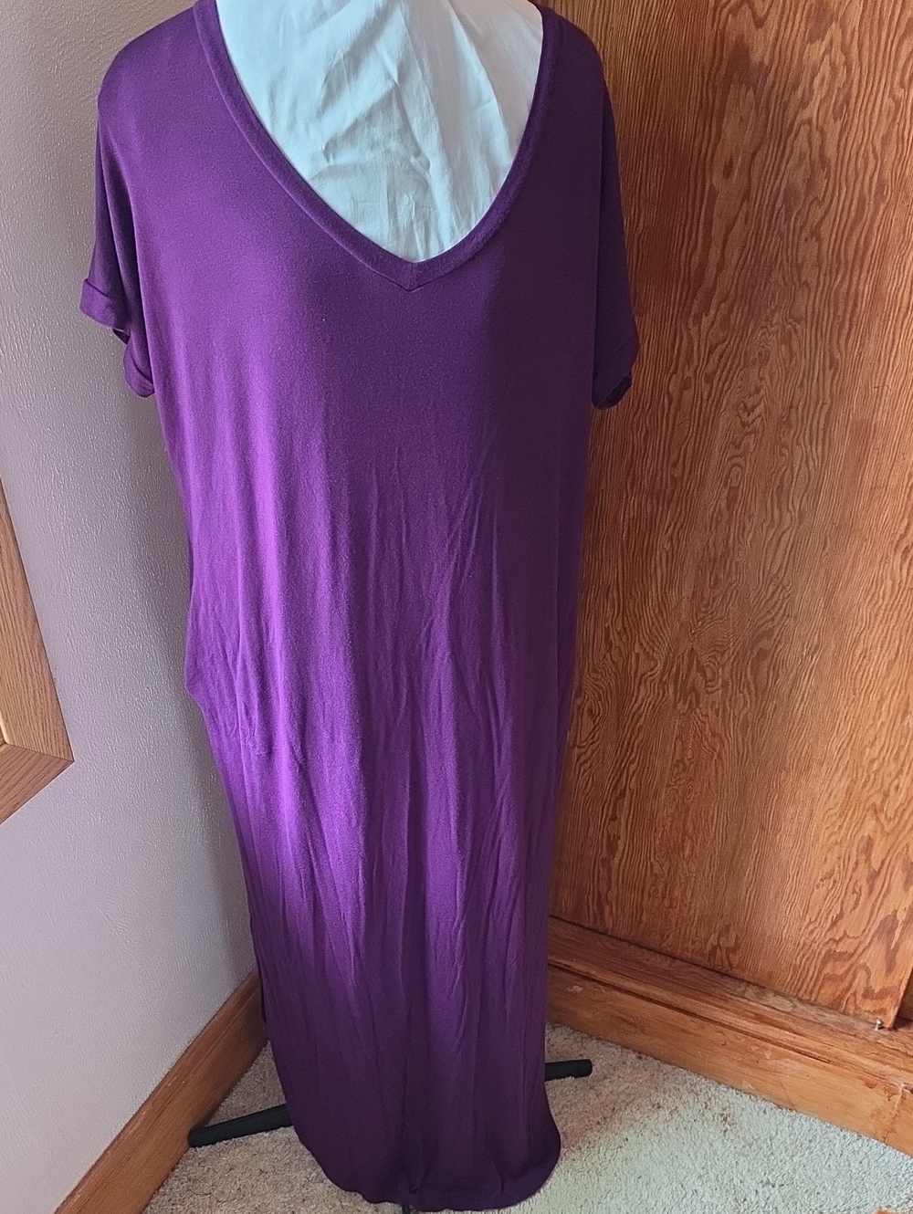 Oversized Women's V-Neck Purple Maxi Dress